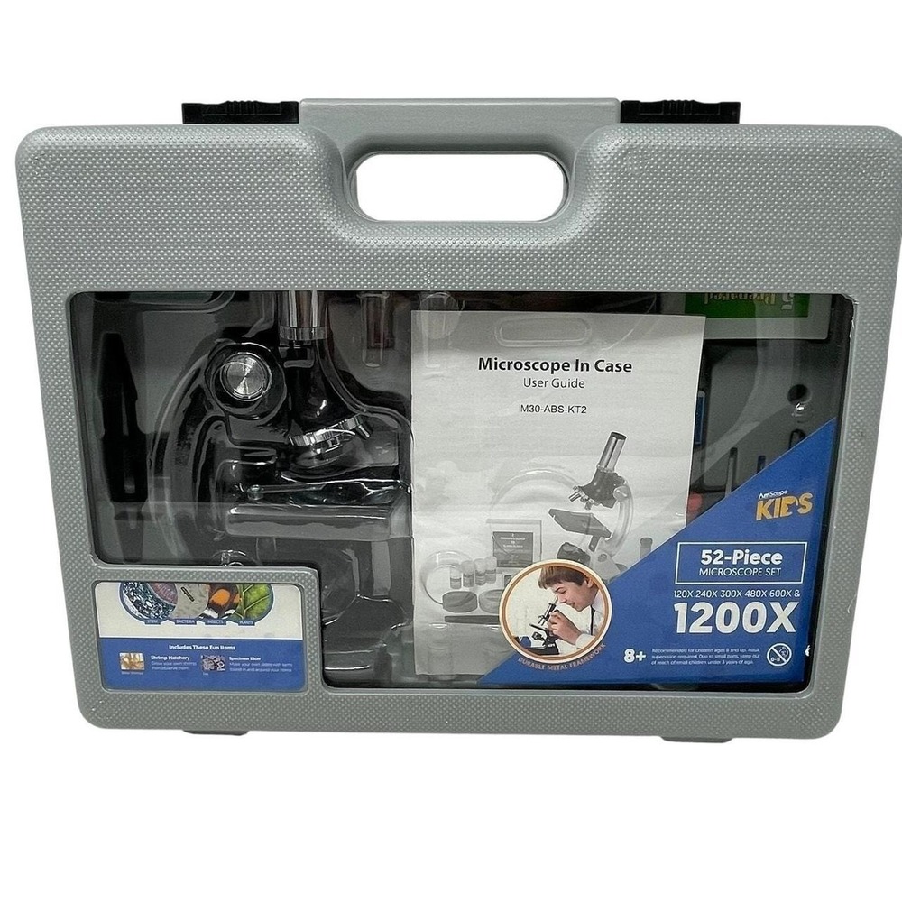 AmScope Kids 52 Piece Microscope Set in Case Complete Ages 8 years + Preowned